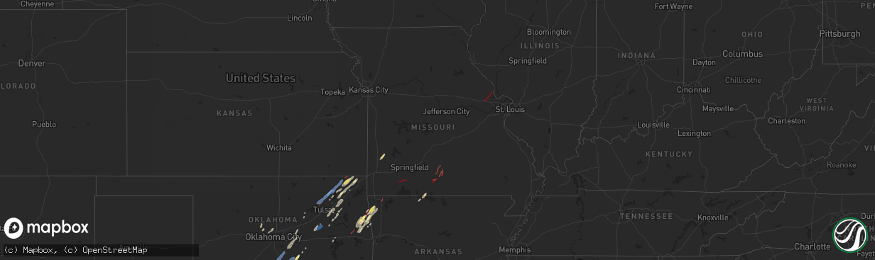 Hail map in Missouri on November 4, 2024