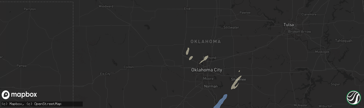 Hail map in Okarche, OK on November 4, 2024