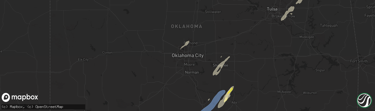 Hail map in Oklahoma City, OK on November 4, 2024