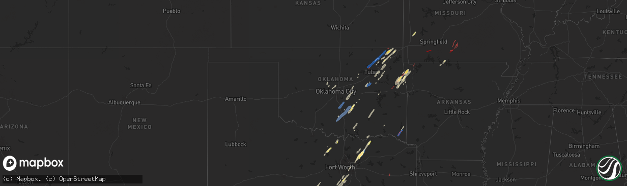 Hail map in Oklahoma on November 4, 2024