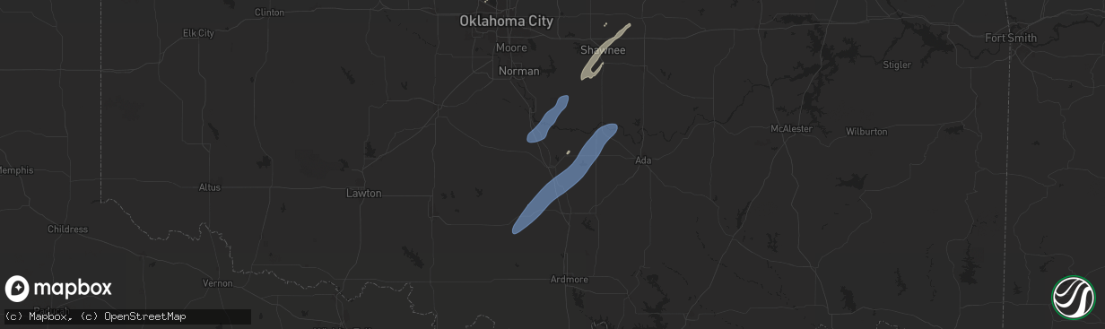 Hail map in Pauls Valley, OK on November 4, 2024