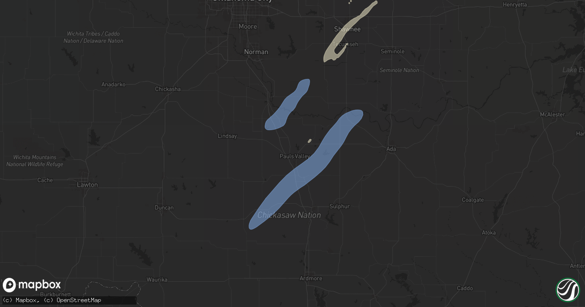 Hail map in Pauls Valley, OK on November 4, 2024