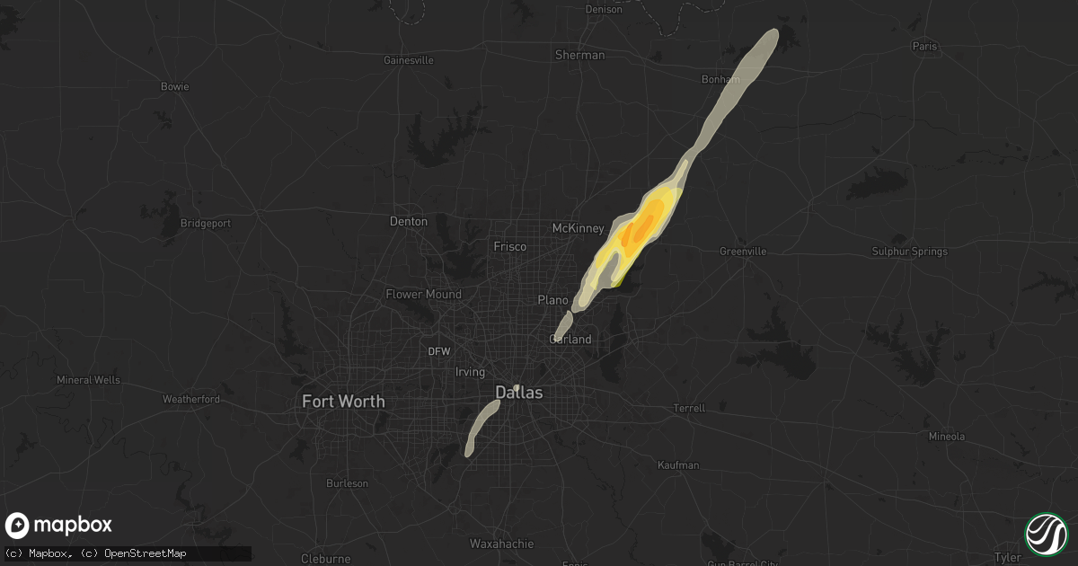 Hail map in Plano, TX on November 4, 2024