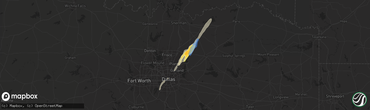 Hail map in Princeton, TX on November 4, 2024