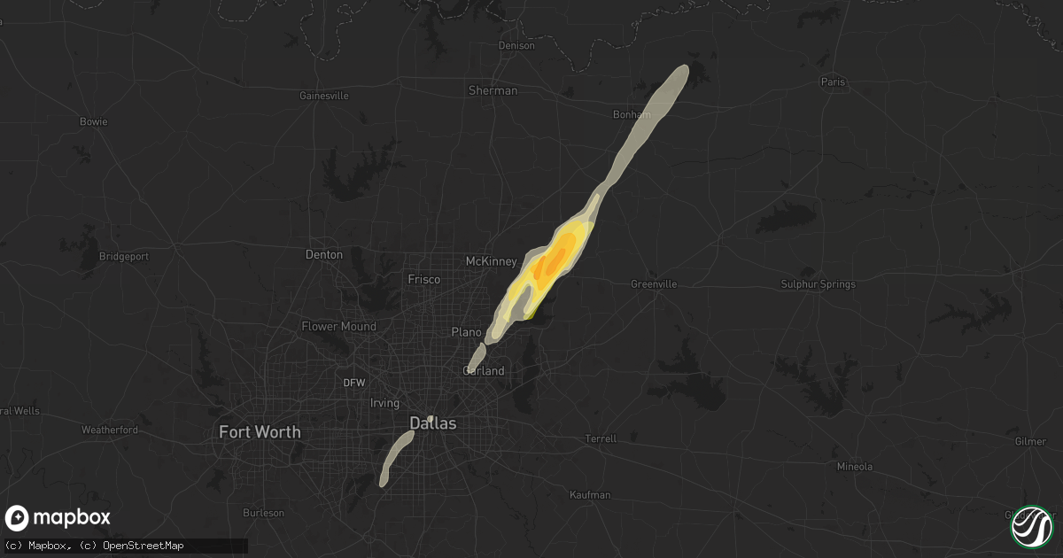 Hail map in Princeton, TX on November 4, 2024
