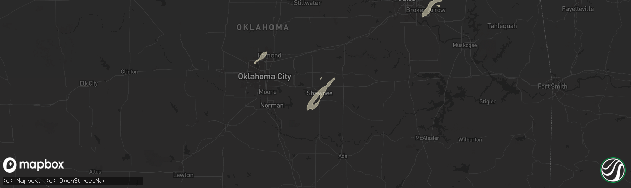 Hail map in Shawnee, OK on November 4, 2024