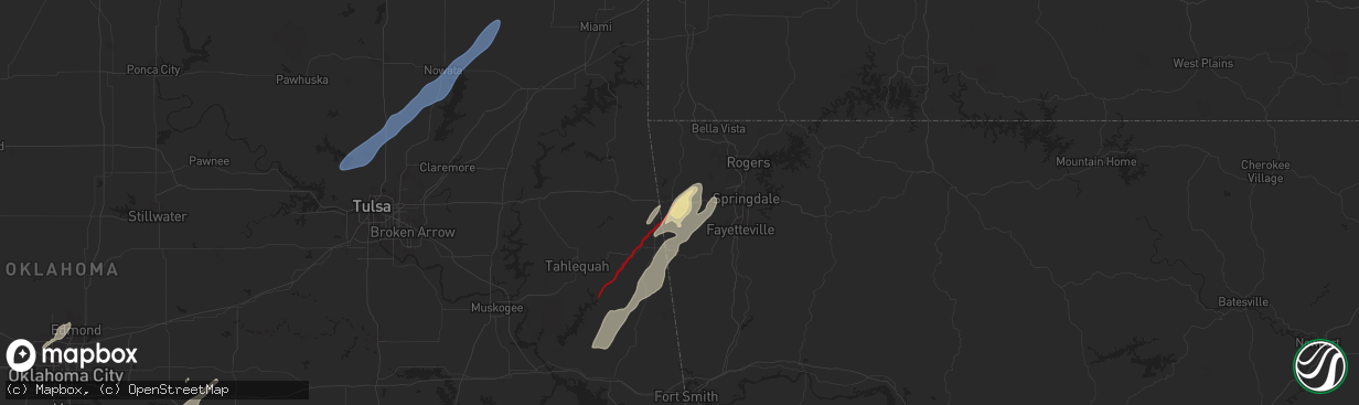 Hail map in Siloam Springs, AR on November 4, 2024