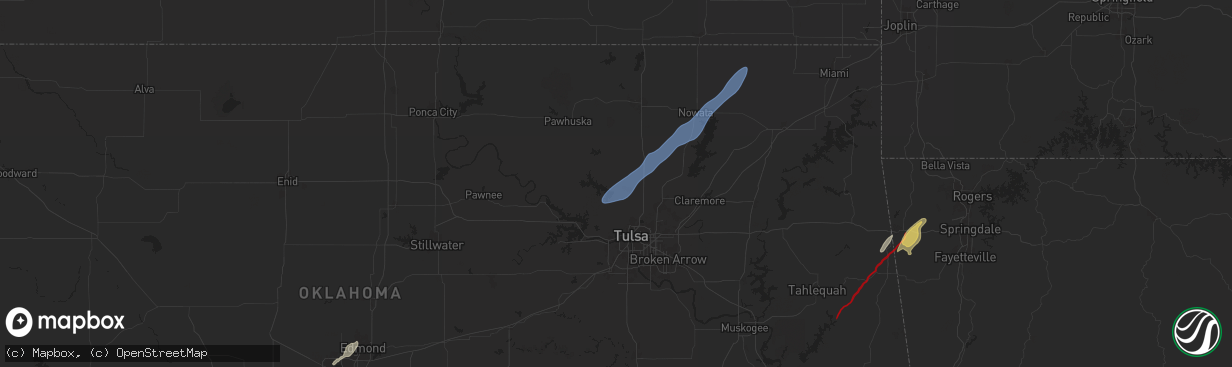 Hail map in Skiatook, OK on November 4, 2024