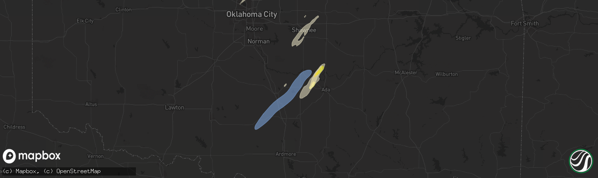 Hail map in Stratford, OK on November 4, 2024