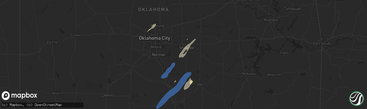 Hail map in Tecumseh, OK on November 4, 2024