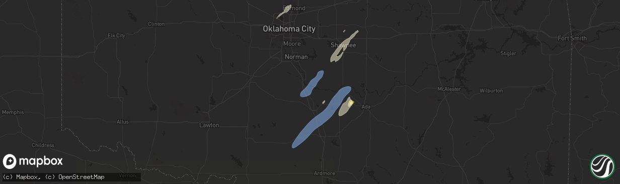 Hail map in Wayne, OK on November 4, 2024