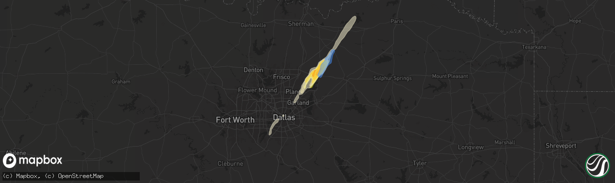 Hail map in Wylie, TX on November 4, 2024