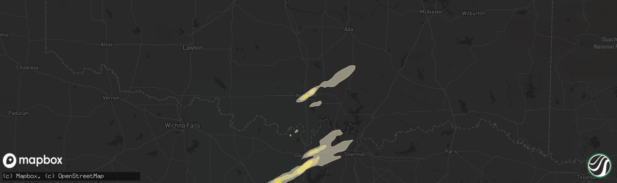 Hail map in Ardmore, OK on November 5, 2015