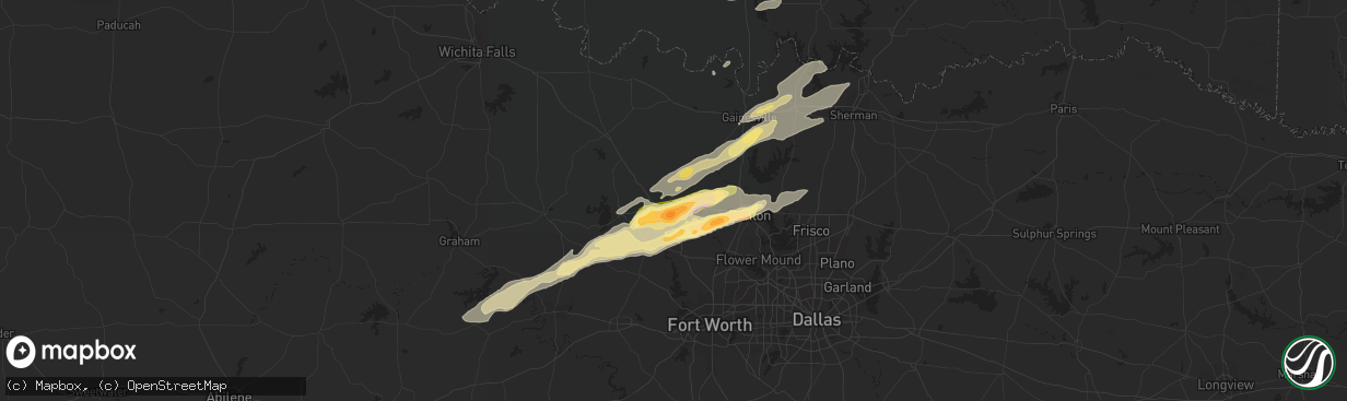 Hail map in Decatur, TX on November 5, 2015