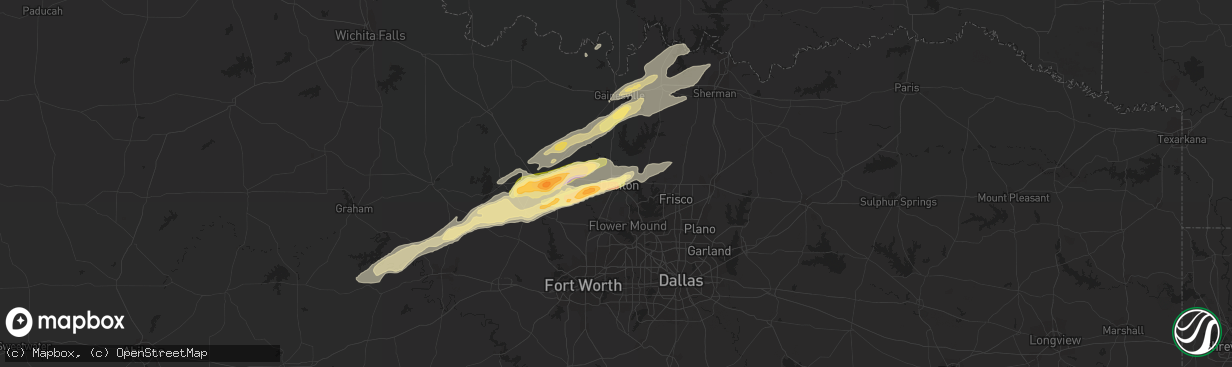 Hail map in Denton, TX on November 5, 2015