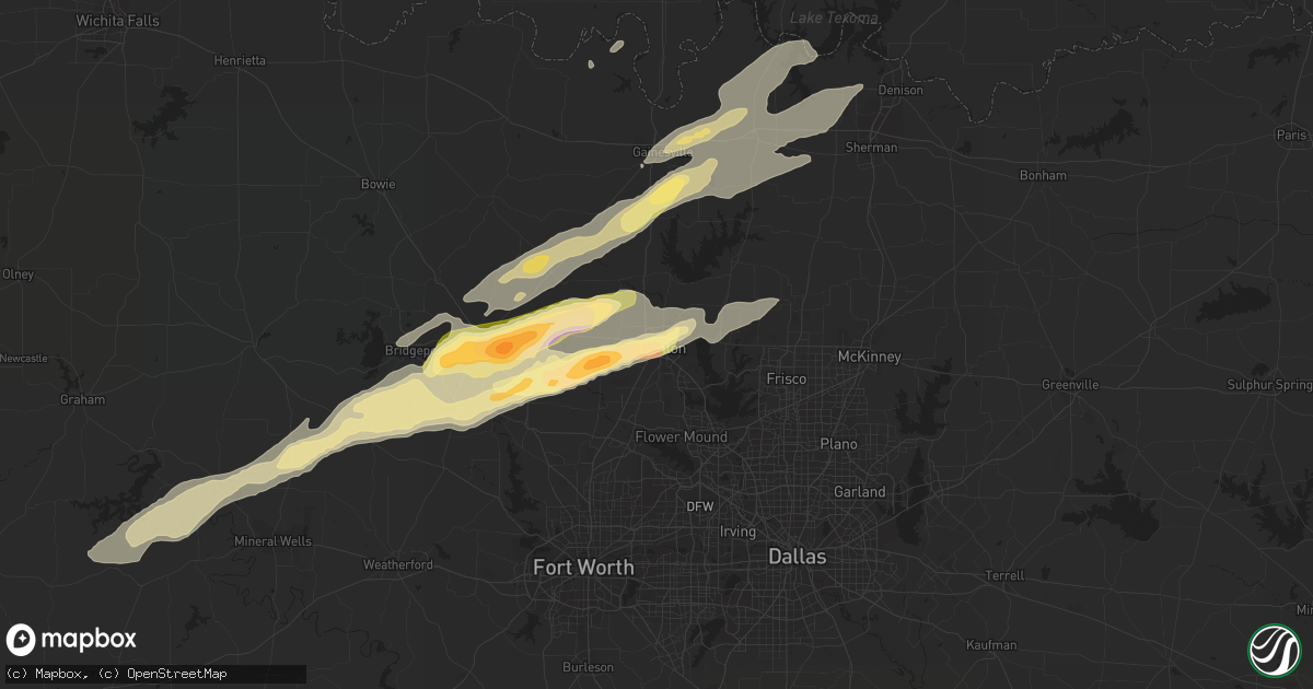 Hail map in Denton, TX on November 5, 2015