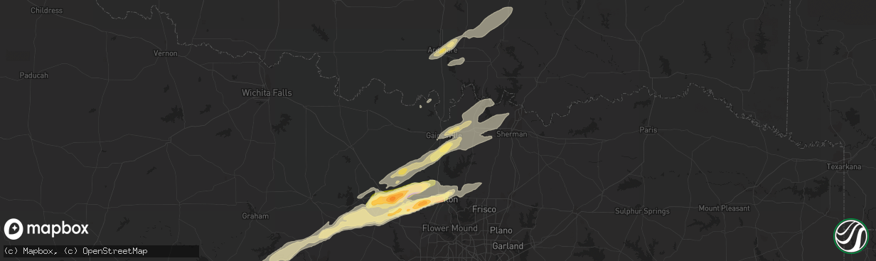 Hail map in Gainesville, TX on November 5, 2015