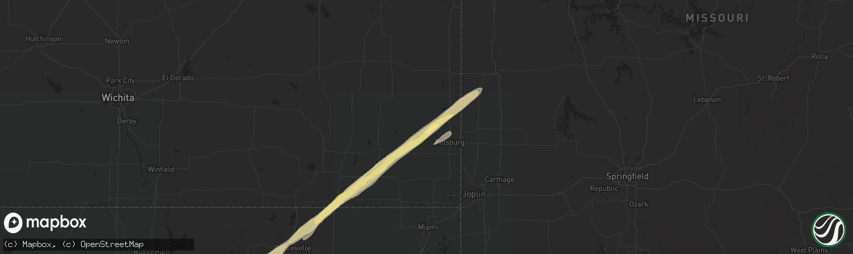 Hail map in Girard, KS on November 5, 2015