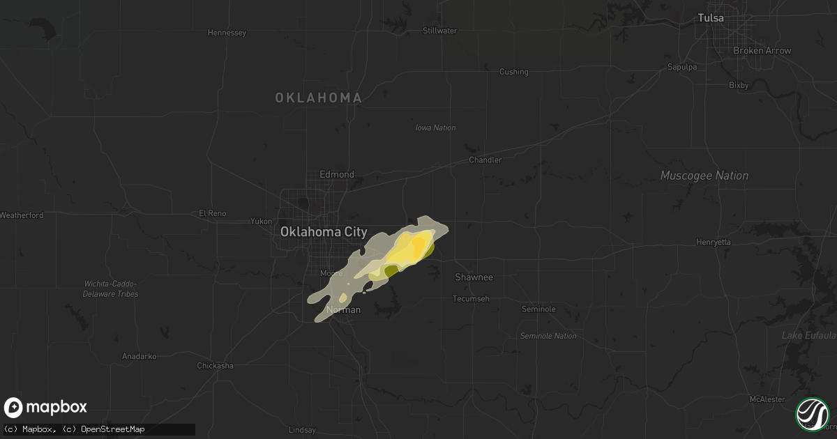 Hail map in Harrah, OK on November 5, 2015
