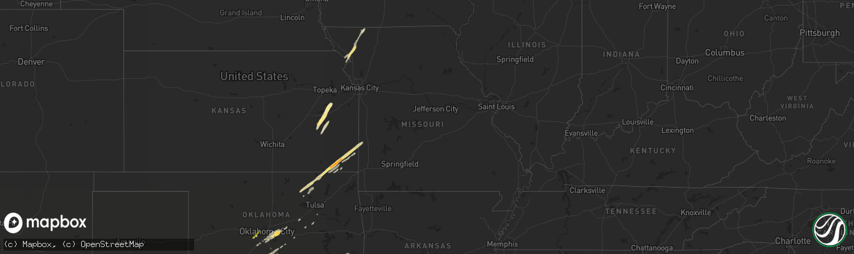 Hail map in Missouri on November 5, 2015