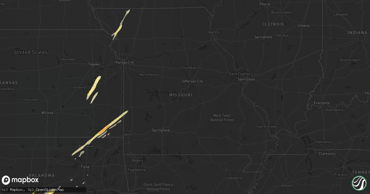Hail map in Missouri on November 5, 2015