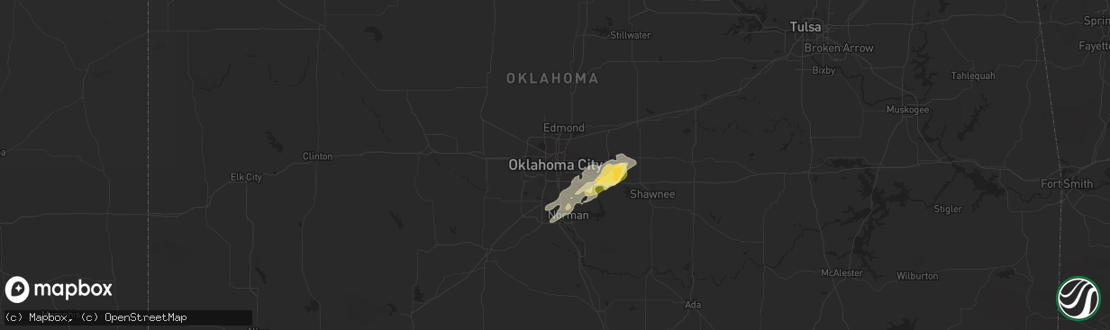 Hail map in Oklahoma City, OK on November 5, 2015