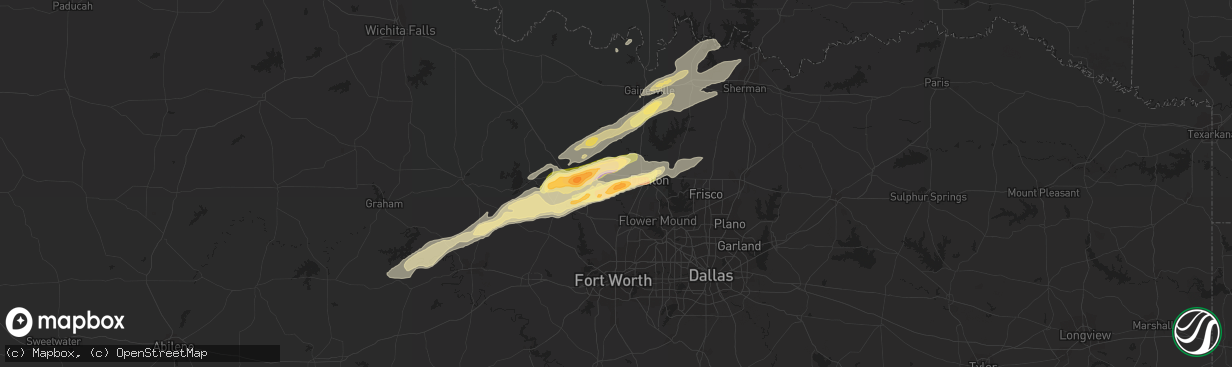 Hail map in Ponder, TX on November 5, 2015