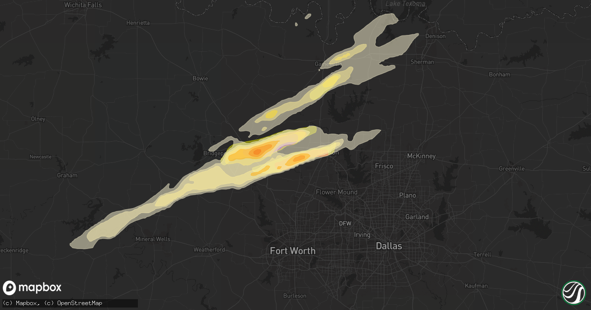 Hail map in Ponder, TX on November 5, 2015