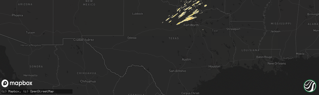 Hail map in Texas on November 5, 2015