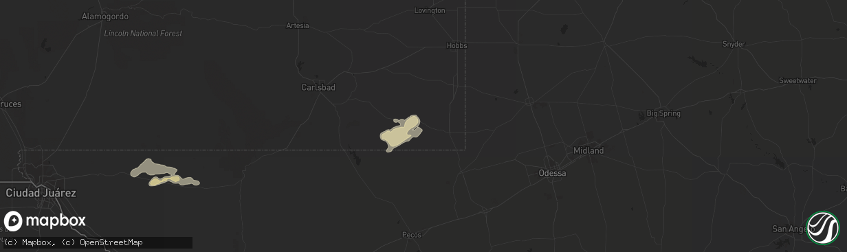 Hail map in Jal, NM on November 5, 2016