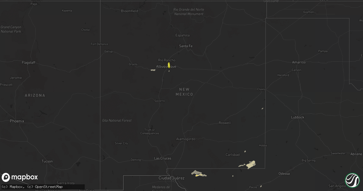 Hail map in New Mexico on November 5, 2016