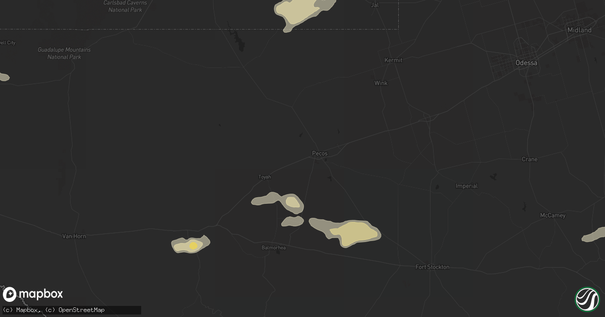 Hail map in Pecos, TX on November 5, 2016