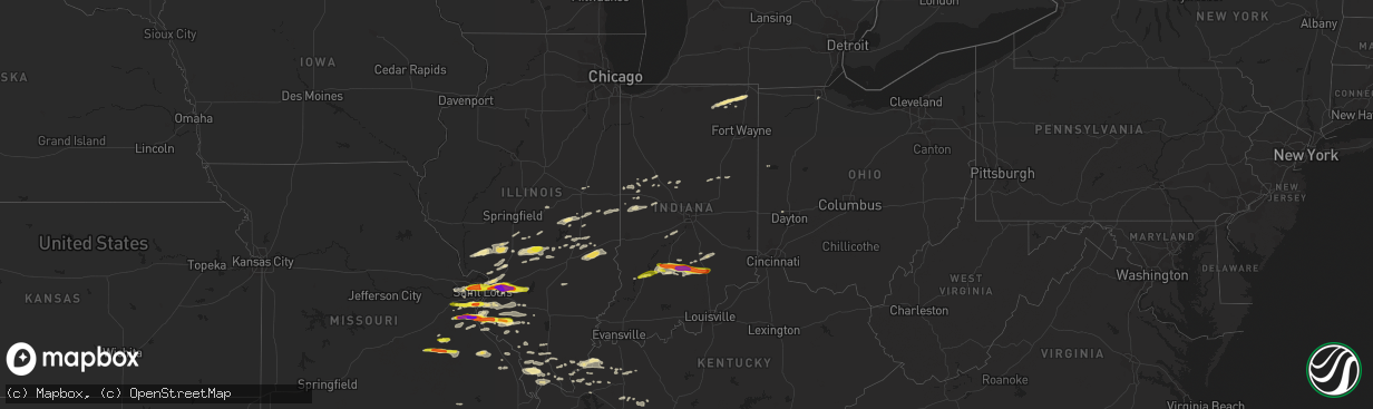 Hail map in Indiana on November 5, 2017