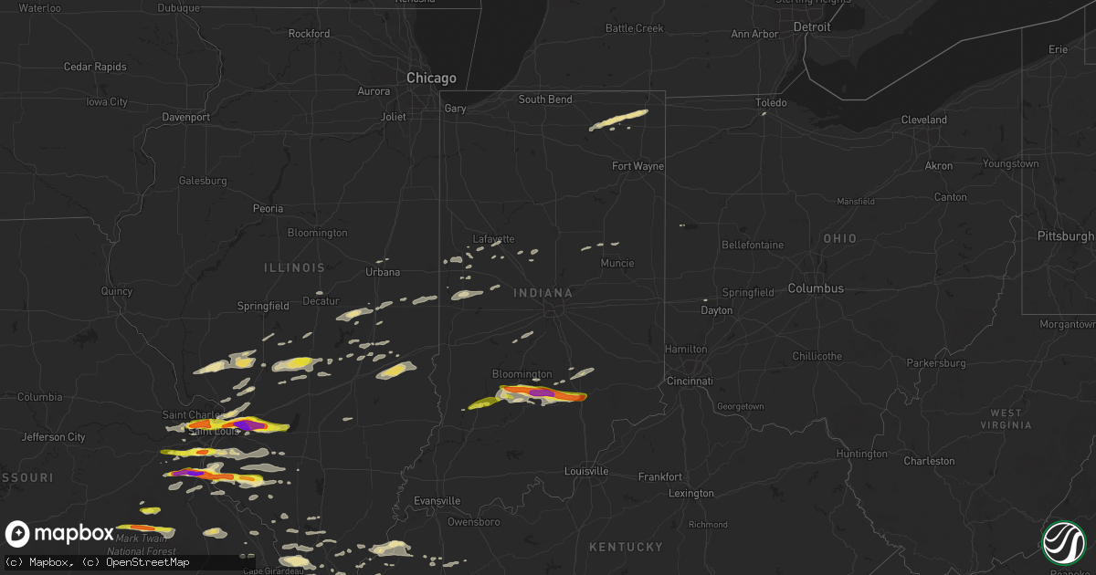 Hail map in Indiana on November 5, 2017