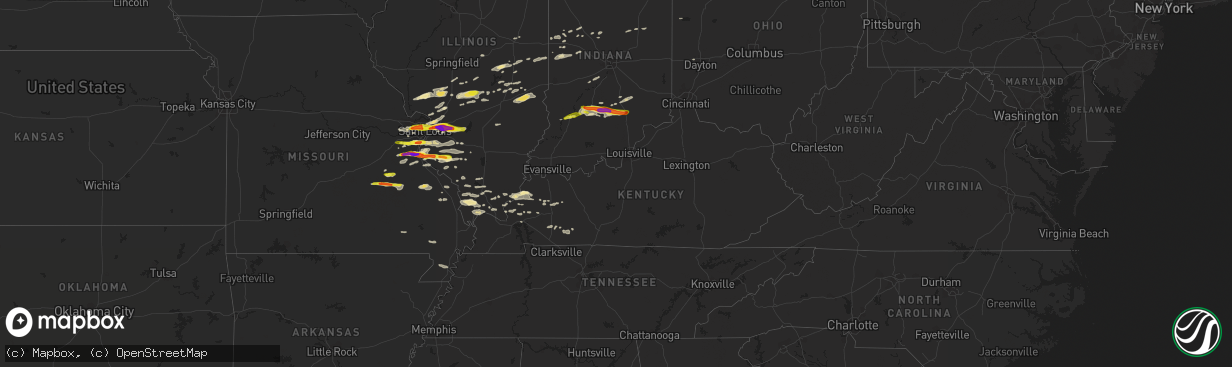 Hail map in Kentucky on November 5, 2017