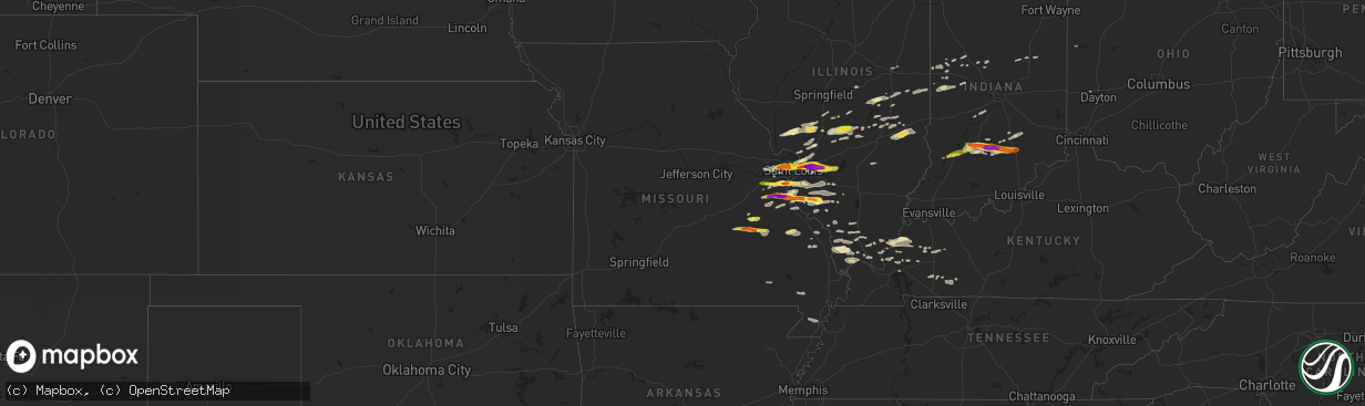 Hail map in Missouri on November 5, 2017