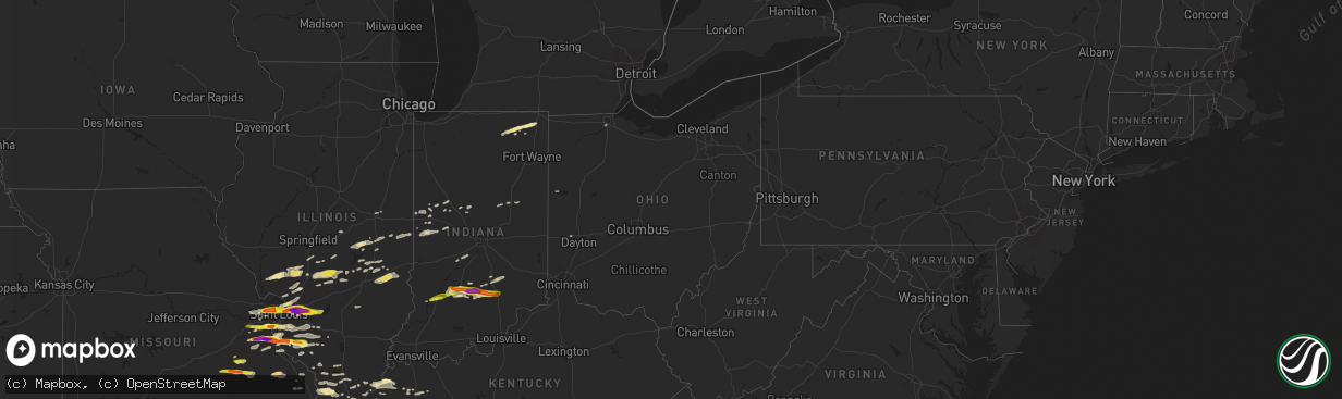 Hail map in Ohio on November 5, 2017