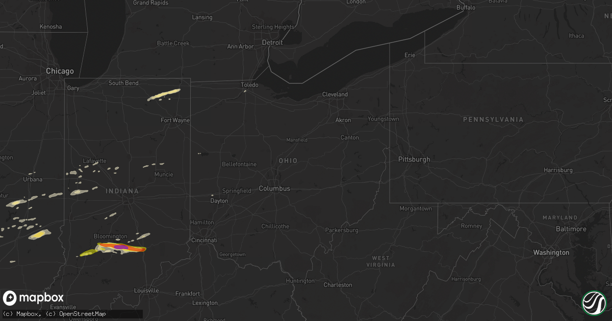 Hail map in Ohio on November 5, 2017
