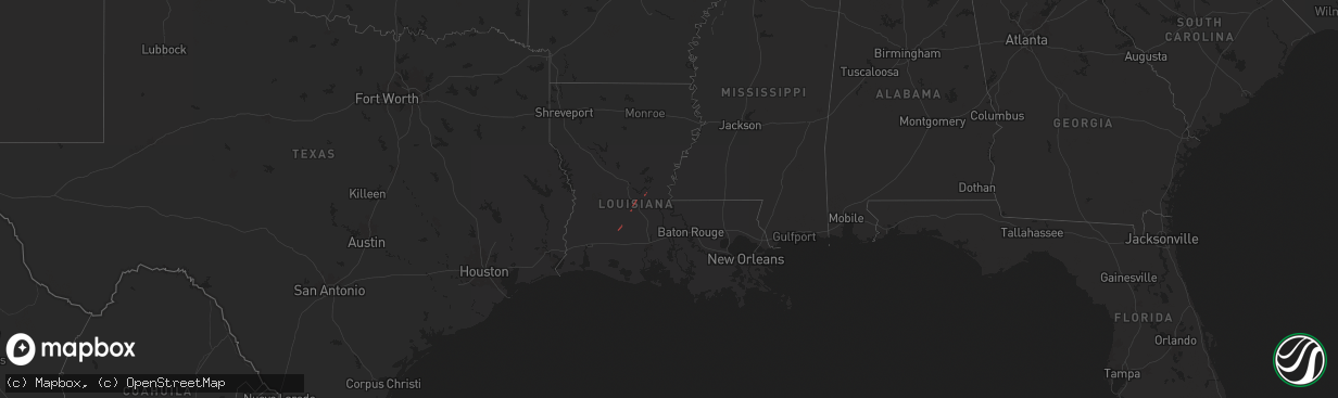 Hail map in Louisiana on November 5, 2024