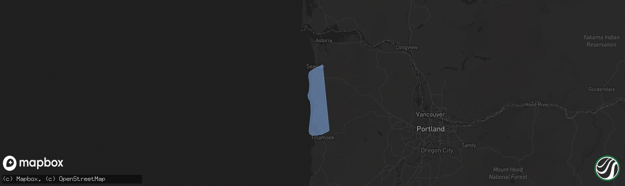 Hail map in Arch Cape, OR on November 5, 2025