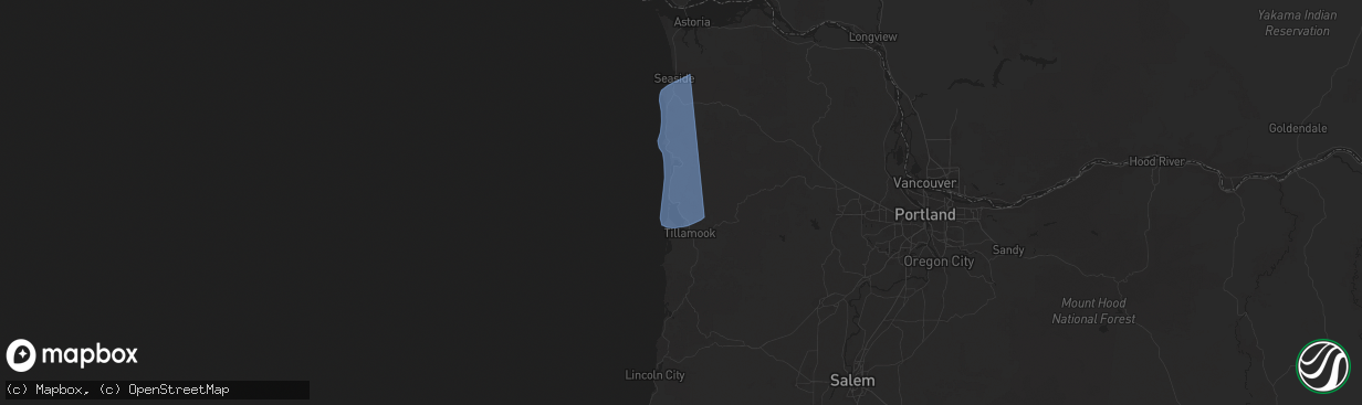 Hail map in Bay City, OR on November 5, 2025