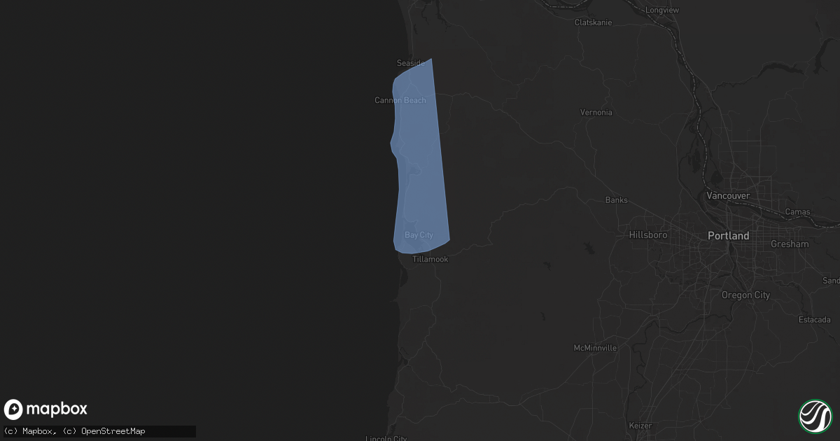 Hail map in Bay City, OR on November 5, 2025