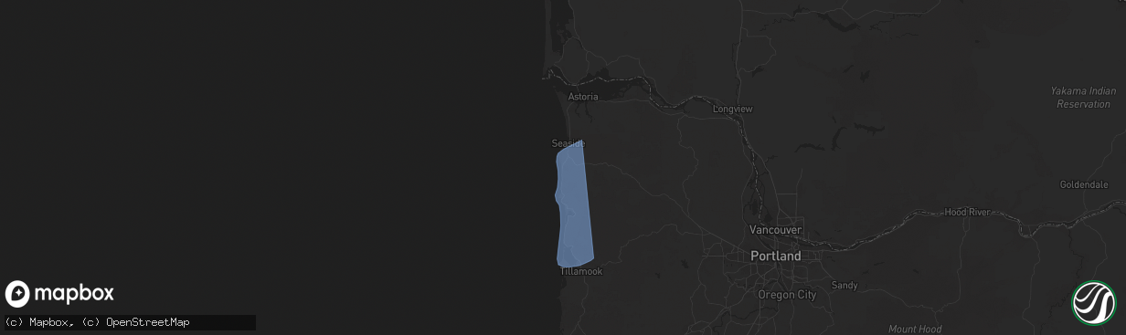 Hail map in Cannon Beach, OR on November 5, 2025