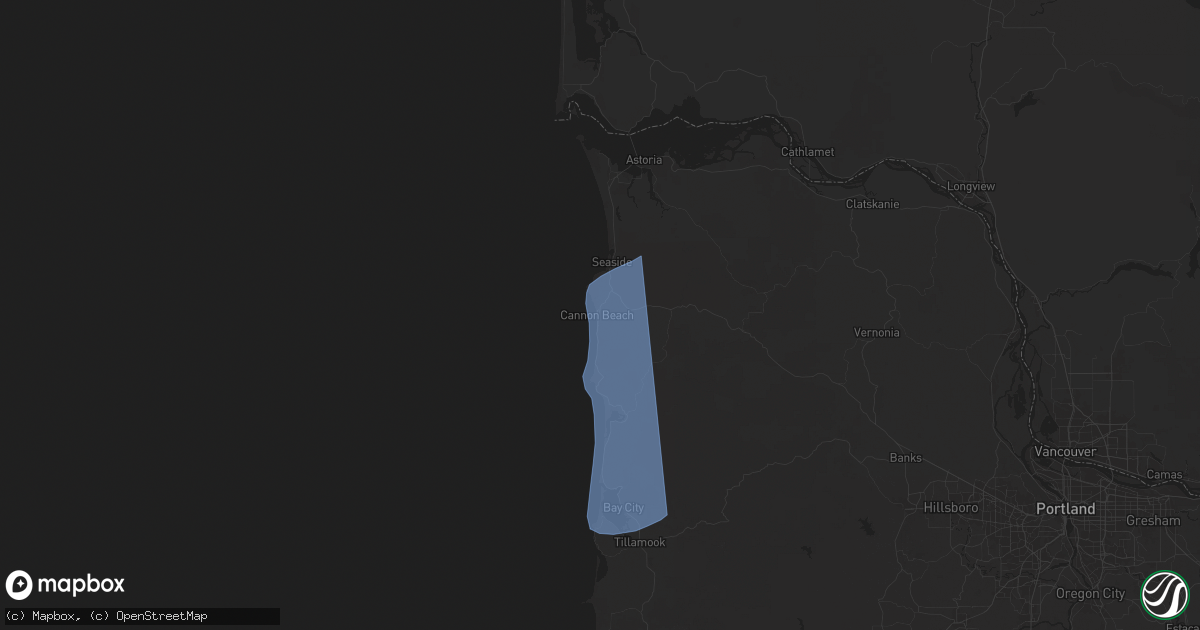 Hail map in Cannon Beach, OR on November 5, 2025