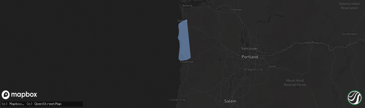 Hail map in Garibaldi, OR on November 5, 2025