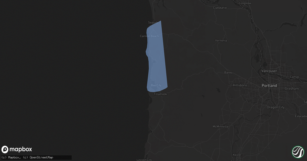 Hail map in Garibaldi, OR on November 5, 2025