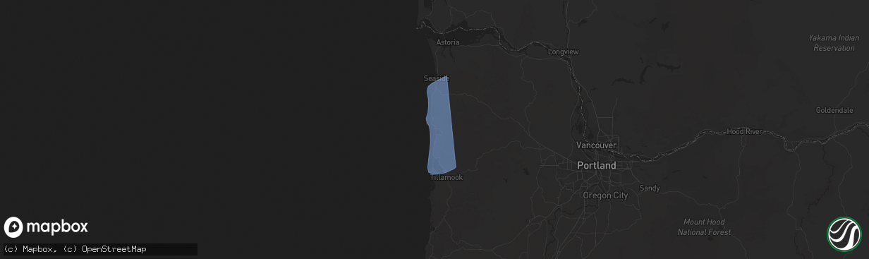 Hail map in Manzanita, OR on November 5, 2025