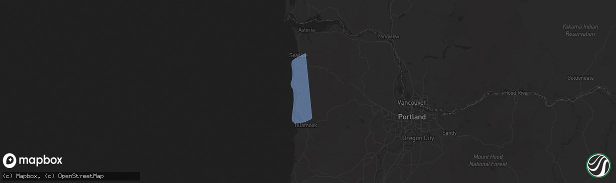 Hail map in Nehalem, OR on November 5, 2025
