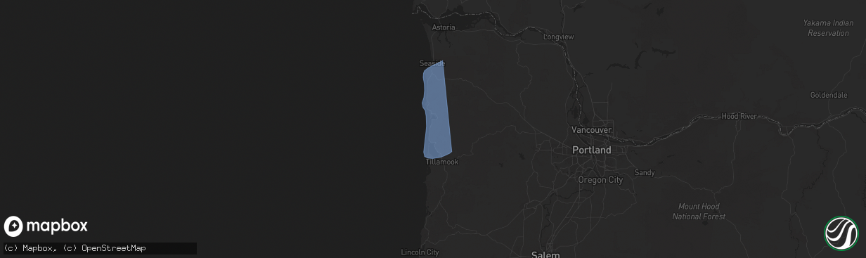Hail map in Rockaway Beach, OR on November 5, 2025