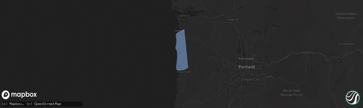 Hail map in Wheeler, OR on November 5, 2025